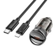 Адаптер Автомобильный с кабелем Lightning/Type-C - Hoco Z53, 1USB-C/PD30W чёрный