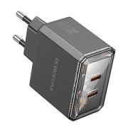 Адаптер Сетевой - Borofone BAS33A, 2USB-C/PD45W чёрный