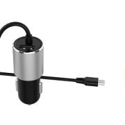 Адаптер Автомобильный с кабелем Micro USB - VDenmenv DZ11V, 1USB/2.4A встроенный чёрный