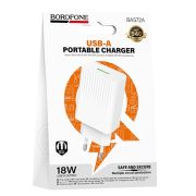 Адаптер Сетевой - Borofone BAS72A, 1USB/3A/QC3.0/18W белый