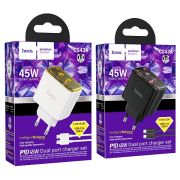 Адаптер Сетевой - Hoco CS43A, 2USB-C/PD45W чёрный