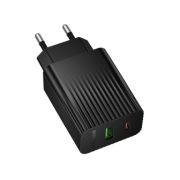 Адаптер Сетевой - Borofone BAS74A, 1USB/1USB-C/QC3.0/PD20W чёрный