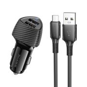 Адаптер Автомобильный с кабелем Micro USB - Borofone BZ31A, 2USB/2.4A/  чёрный