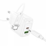 Адаптер Сетевой с кабелем Lightning/Type-C - Hoco CS54A, 1USB/1USB-C/QC3.0/PD20W чёрный