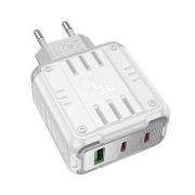 Адаптер Сетевой - Hoco C139A, 1USB/2USB-C/QC3.0/PD65W белый