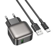 Адаптер Сетевой - Borofone BAS52A, 1USB/3A/QC3.0/18W чёрный
