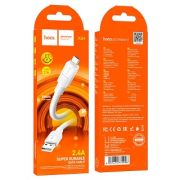 Кабель USB - MicroUSB Hoco X84, 2.4A, 1м, силиконовый, D6мм, белый