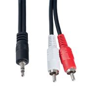 Аудиокабель - Кабель 2RCA (m) - AUX 3.5 (m) 1м Perfeo J2001 чёрный