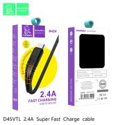 Кабель USB - MicroUSB VDenmenv D45V, 2.4A, 1м, тканевый красный