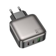 Адаптер Сетевой - Borofone BAS56A, 1USB/2USB-C/3A/QC3.0/P45W чёрный