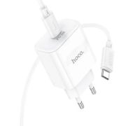 Адаптер Сетевой с кабелем Type-C/Type-C - Hoco C76A Pro, 1USB-C/PD30W белый