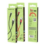 Кабель USB - MicroUSB Borofone BX20, 2.1A, 1м, текстиль, красный