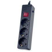 Сетевой фильтр Perfeo Power+ 3 гнезда 18м с предохранителем чёрный (PF-PP-3/18-B)