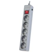 Сетевой фильтр Perfeo Power+ 5 гнёзд 3м с предохранителем серый (PF-PP-5/30-G)