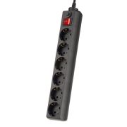 Сетевой фильтр Perfeo Power+ 6 гнёзд 3м с предохранителем чёрный (PF-PP-6/30-B)