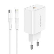 Адаптер Сетевой с кабелем Lightning/Type-C - Borofone BA57A, 1USB-C/PD20W белый