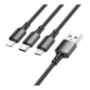 Кабель мульти-коннекторный Borofone BX72 2.4A 3в1 чёрный