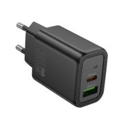 Адаптер Сетевой - Hoco N63, 1USB/1USB-C/QC3.0/PD30W чёрный