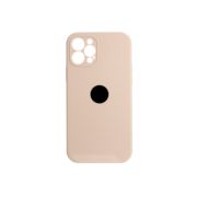 Чехол iPh 12 Pro силикон SC пудровый с защитой камеры с лого