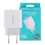 Адаптер Сетевой - Borofone BA38A Plus, 1USB-C/PD20W белый