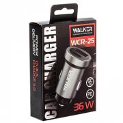 Адаптер Автомобильный - Walker WCR-25, 1USB/1USB-C/QC3.0/PD36W серый