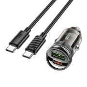 Адаптер Автомобильный с кабелем Type-C/Type-C - Hoco Z53A, 2USB-C/PD40W чёрный