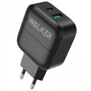 Адаптер Сетевой - Walker WH-37, 1USB/1USB-C/3A/QC3.0/18W чёрный