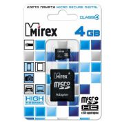 Карта памяти 4GB - Mirex карта памяти microSDHC с адаптером class 4
