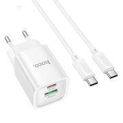 Адаптер Сетевой с кабелем Type-C/Type-C - Hoco C149A, 1USB/1USB-C/QC3.0/PD30W белый