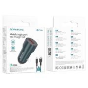 Адаптер Автомобильный с кабелем Micro USB - Borofone BZ19A, 1USB/3A/QC3.0 синий
