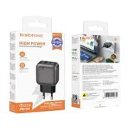 Адаптер Сетевой - Borofone BAS55A, 1USB/1USB-C/QC3.0/PD30W чёрный