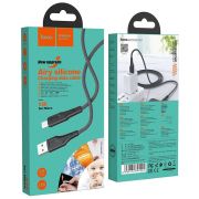 Кабель USB - MicroUSB Hoco X58, 2.4A, 1м, силикон, чёрный