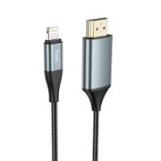 Видеокабель - Кабель HDMI (m) - Lightning (m) Hoco UA15 2м поддержка выхода 1080p текстильный метал серый