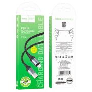 Кабель USB - Lightning Hoco X102, 2.4A, 1м, текстиль, чёрный