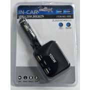 Разветвитель для прикуривателя Olesson 1655, 1 выход/2USB/USB-C/12V/24V/100W