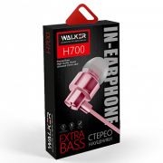 Наушники с микрофоном Walker H700 текстиль розовые
