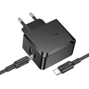 Адаптер Сетевой с кабелем Type-C/Type-C - Borofone BAS63A, 1USB/1USB-C/QC3.0/PD65W чёрный