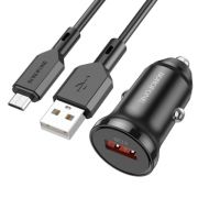 Адаптер Автомобильный с кабелем Micro USB - Borofone BZ18, 1USB/3A/QC3.0/18W чёрный