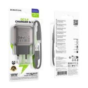 Адаптер Сетевой с кабелем Micro USB - Borofone BAS52A, 1USB/3A/QC3.0/18W чёрный