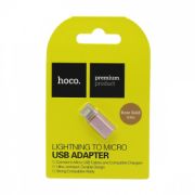 Переходник Lightning (m) - MicroUSB (f) Hoco розовый