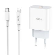 Адаптер Сетевой с кабелем Lightning/Type-C - Hoco C76A Plus, 1USB-C/PD20W белый