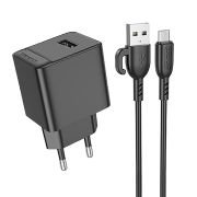 Адаптер Сетевой с кабелем Micro USB - Borofone BAS11A, 1USB/2.1A чёрный