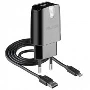 Адаптер Сетевой с кабелем Lightning/USB - Walker WH-21, 1USB/2.1A чёрный
