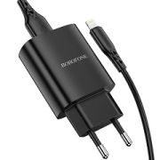 Адаптер Сетевой с кабелем Lightning/USB - Borofone BN1, 1USB/2.1A чёрный