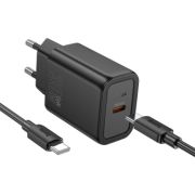 Адаптер Сетевой с кабелем Type-C/Type-C - Hoco N62, 1USB-C/PD30W чёрный