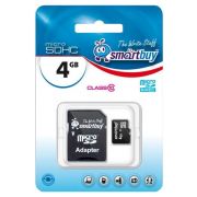 Карта памяти 4GB - Smartbuy карта памяти microSDHC сlass 10 с адаптером
