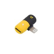 Переходник Lightning (m) - Lightning (f) x2 аудио конвертер Walker WA-012 наушник + зарядка пластик чёрный