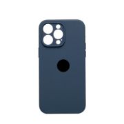 Чехол iPh 14 Pro Max силикон SC чёрно синий с защитой камеры с лого
