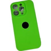 Чехол iPh 15 Pro силикон SC зелёный яркий светлый с защитой камеры с лого