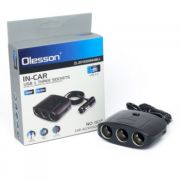 Разветвитель для прикуривателя Olesson 1635, 3 гнезда/2USB/5V/1A/шнур